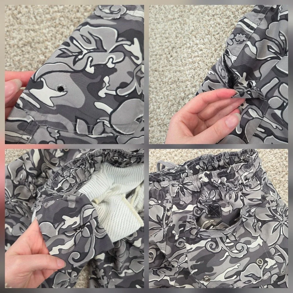 Arizona Jean Co Shorts Mens Small‎ Grey Hawaiian Boardshorts Swim Trunks Pockets